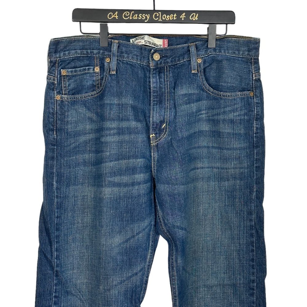 Levi’s 569 Loose Relaxed Straight Leg Dark Wash Jeans 36x34 - Picture 3 of 8